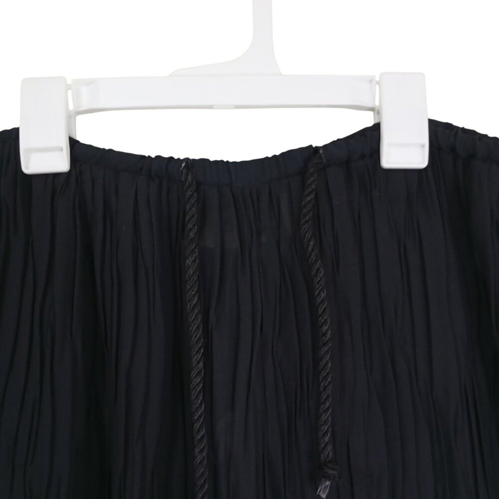C'est Duo By Casablanca Black Crinkle Wide-Leg Pants With Drawstring Waist Sz S - Picture 5 of 13